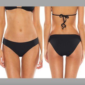 NWT‎ $58 Becca Loreto Ribbed Black Bikini Bottoms. SZ Medium